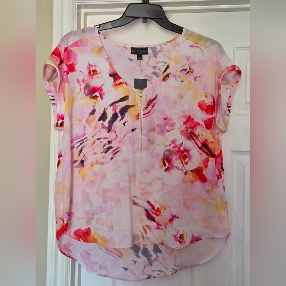 Bold Elements Women's Floral Top - Pink and Red